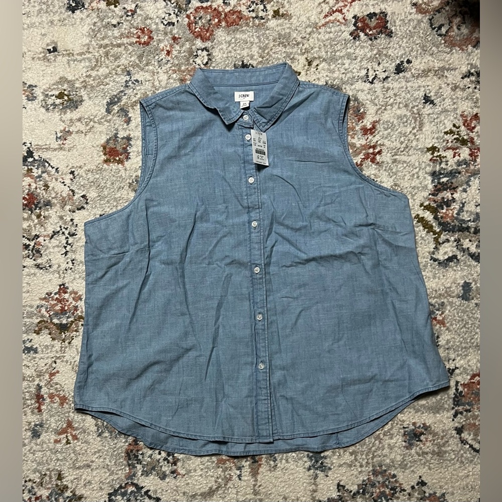 NWT J. Crew button down sleeveless lightweight jeans tank - size 2X